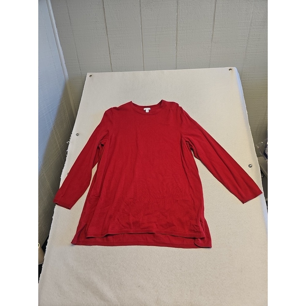 J Jill Red Tunic Sweater Top Womens Plus Size 2X Lightweight Viscose Cotto Blend